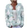 thumbnail image 1 of yardsong Womens Plus Size Ugly Christmas Cardigan Snowman Print Button Up Cable Knit Winter Warm Multicolor,L, 1 of 2