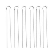 6 Pcs Stainless Steel Barbecue Fork Cocktail Skewer Metal Needle Sticks Beef Flat