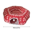 thumbnail image 3 of Lit Tunnel pour Chat Rouge Douillet, Rond, Animal de Compagnie avec Imprimé Festif et Centre pour Confort Intérieur, 3 of 6