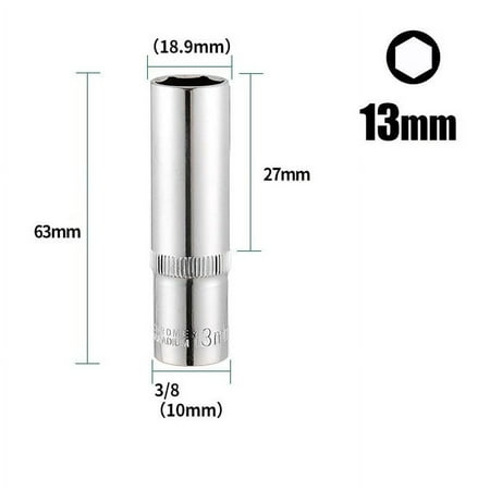 

1PC 3/8inch Deep Socket Adapter Hex Socket Wrench Heads Ratchet Tool 13mm