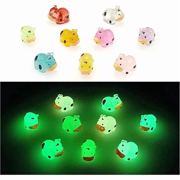 45 Pcs LuminousMini Cow Figurines, Glow in the Dark Cow Tiny Resin Animals to Hide for Miniature Fairy Garden