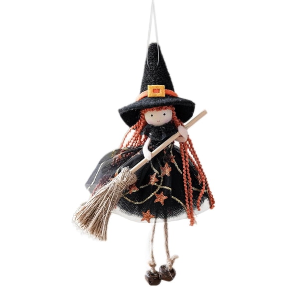 Handmade Kitchen Witch Doll Hangable Ornament | Scary Figurine Prop Decor for Window Garden Wall