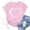 Pink, variant on Goodtrade8 Short Sleeve Shirts for Womens Valentines Heart Ladies Valentines Day Crew Neck Love Cute Printed Casual Womens Tops