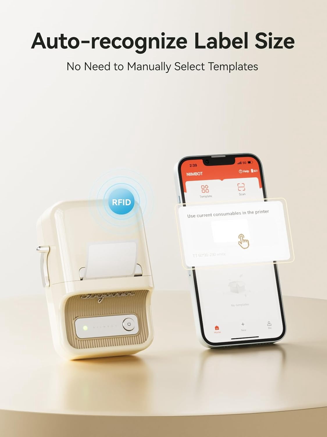 B21 Label Maker, Thermal Label Printer, Portable Inkless Label Makers for Home/Office/Business, with 1 Pack 50x30mm White Label, Compatible with iOS & Android, (White)