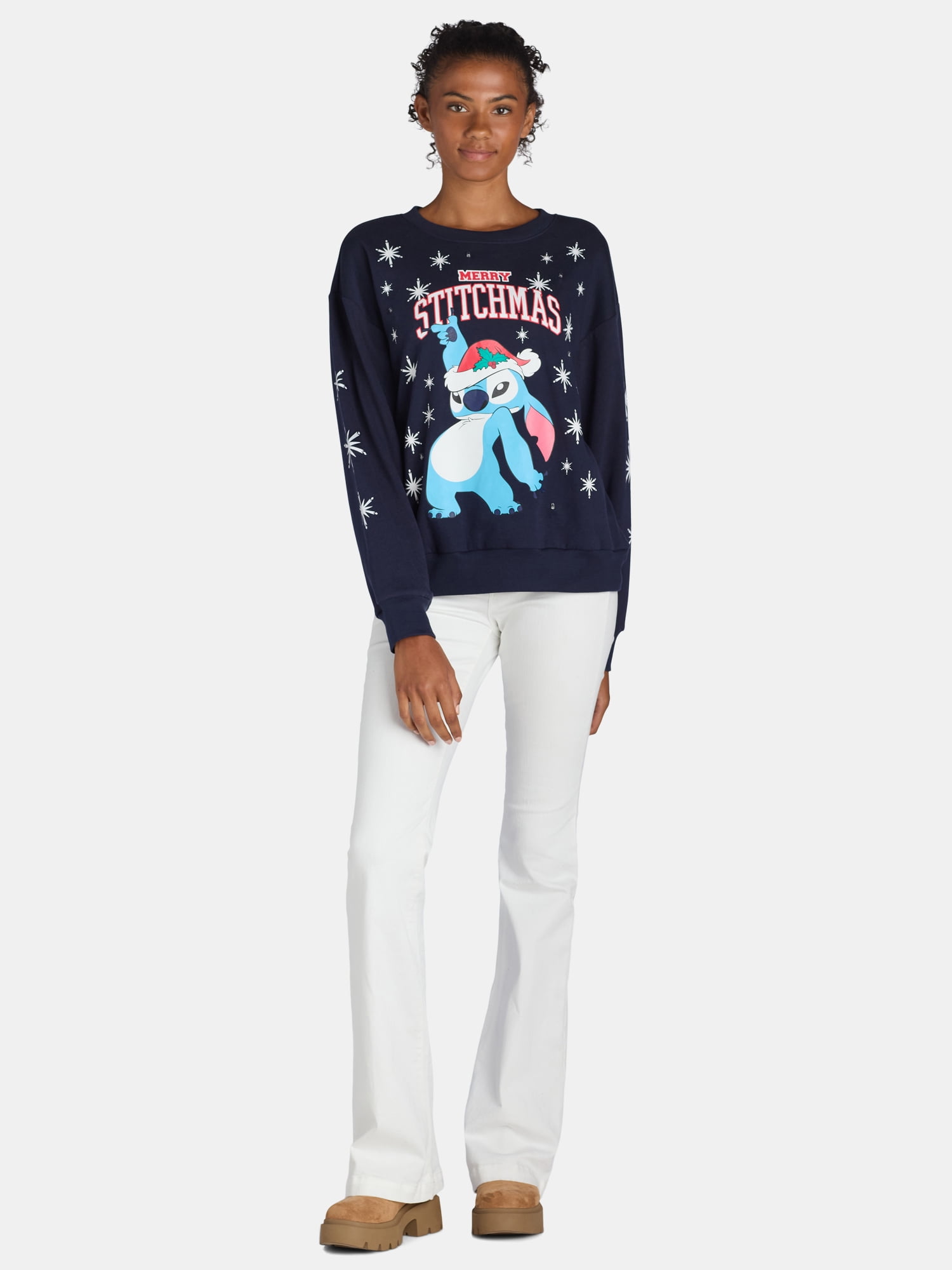Disney Stitch Women's Holiday Light Up Sweatshirt