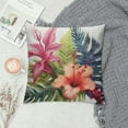 thumbnail image 2 of GOSMITH  Floral Pillow Cushion Cover Wild Tropical Orchid Flower Large Leaves Exotic Tropic Petals Picture, Decorative Square Accent Pillow Case, Fuchsia Forest Green, 2 of 5