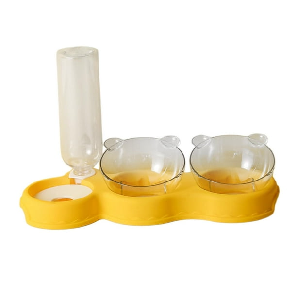Alimentador Voladuro Dual Inclinación Extraíble Auto 3 Amarillo Gloria Dispensador de cuencos de gatos