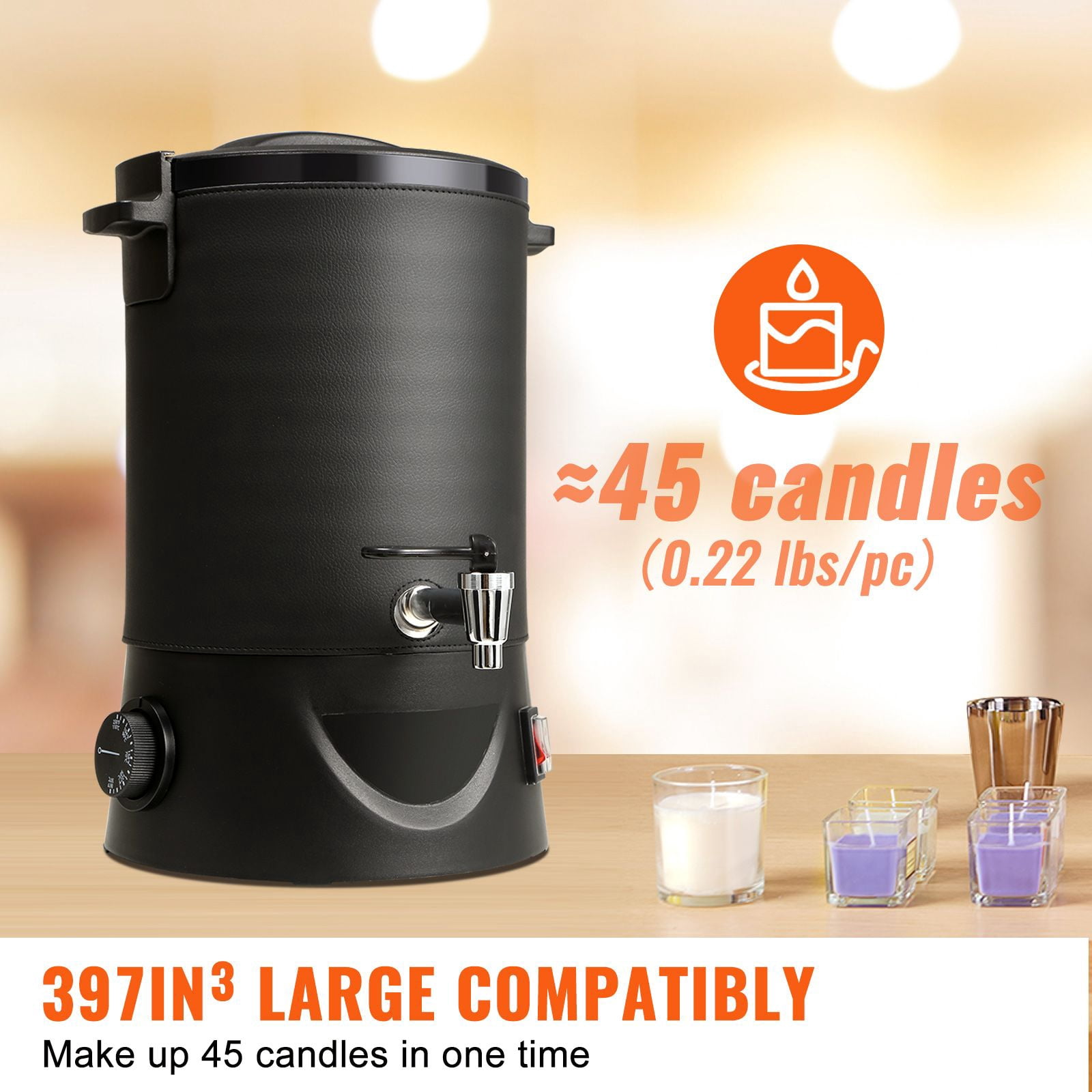 6.5L Wax Melter for Candle Making, 1100W Fast Heating, 9-Level Temp 30-110°C, 10 lbs Capacity, Overheat Guard for Soap Beauty Products