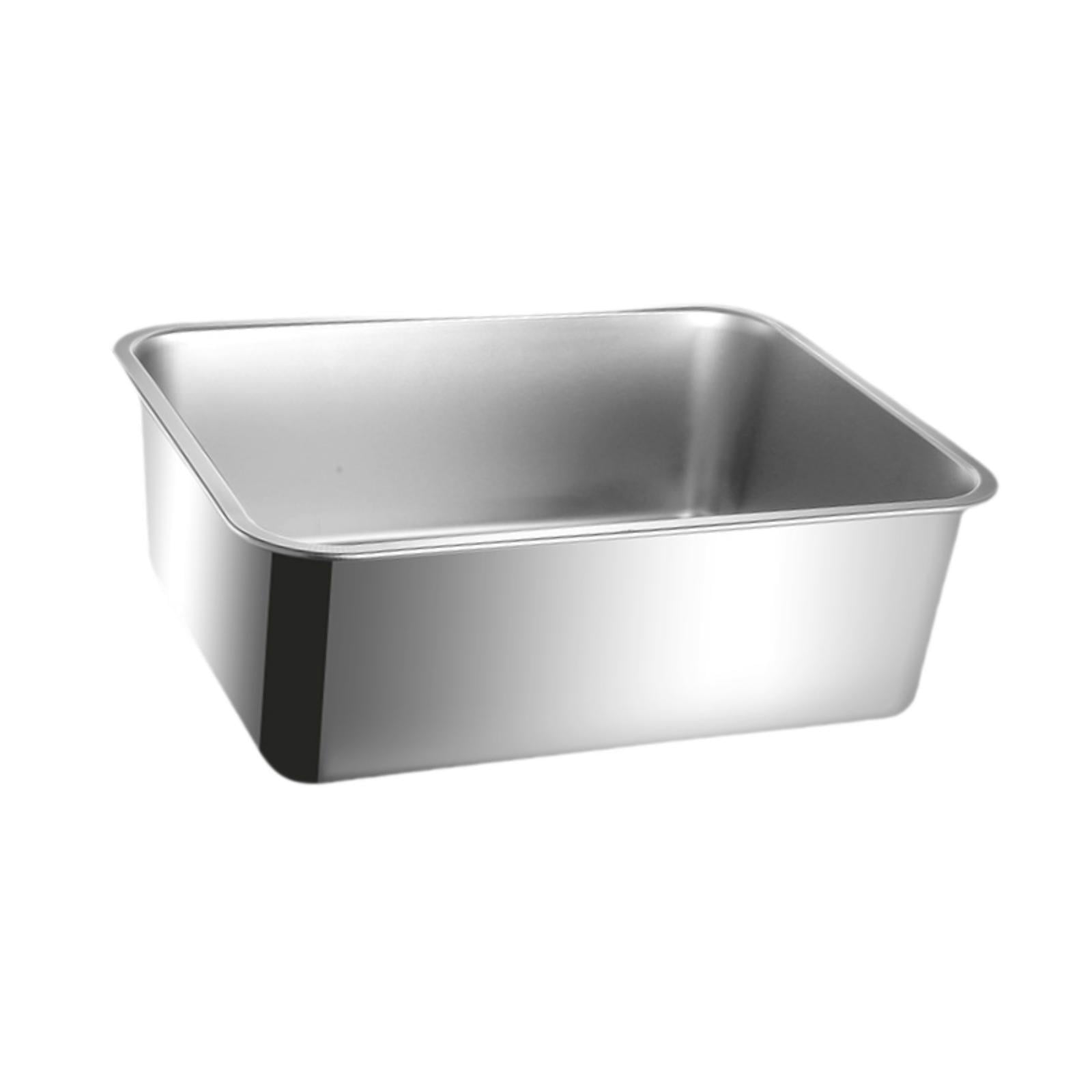 Zxpjkyu Cat Litter Box Litter Pan Stainless Steel Container Easy to Clean Open Top Large Height 15cm