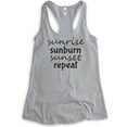 thumbnail image 1 of Sunrise Sunburn Sunset Repeat Tank Top, Ladies Racerback Tank Top, Beach Tank, Vacation Tank, Heather Gray, Medium, 1 of 3