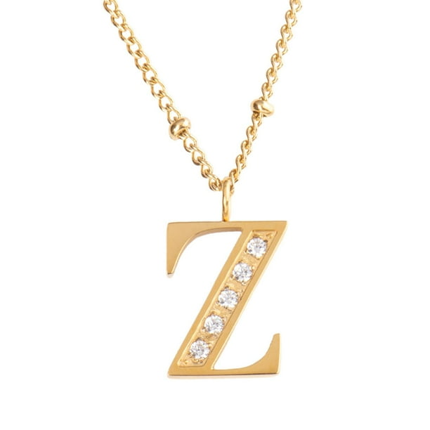 Collar Inicial de Mujer Letra A LuckyLy, Acero Inoxidable, Baño de Oro 18k y Zirconia Cúbica, Modelo Olga dorado UNITALLA
