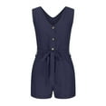 thumbnail image 4 of AXXD Clearance Shorts For Women, Solid Button Sleeveless Deep V Lacing Belt Jumpsuit Shorts Lady Dark Blue 18, 4 of 8