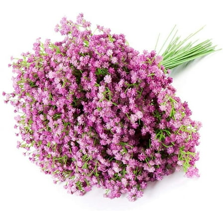 NAMZI Artificial Baby Breath Flowers Purple Gypsophila Bouquets 7 pcs Real Touch Flowers for Wedding Party Home Decoration