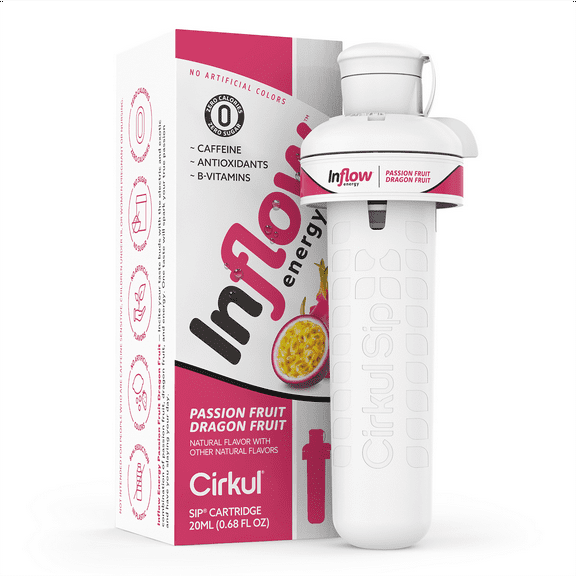 Cirkul Inflow Energy Passion Fruit Dragon Fruit Flavor Cartridge, Drink Mix, 1-Pack