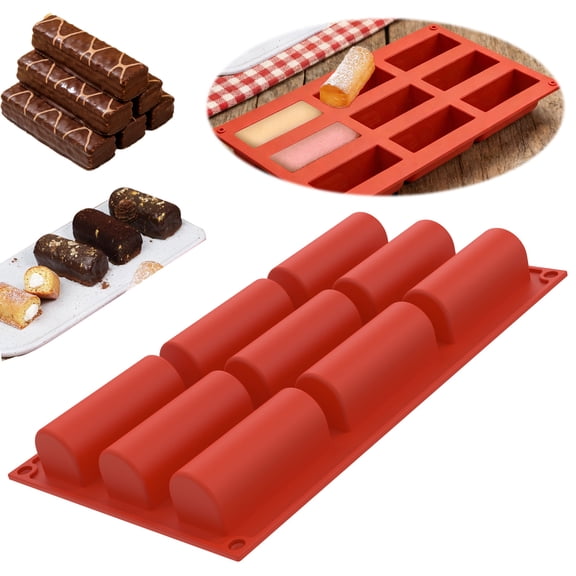 FYJUCPA Silicone Cylinder Mold, 9 Cavity Food Safe Non Stick Baking Mold, for Mousse Chocolate Pudding Soap and Candle Making