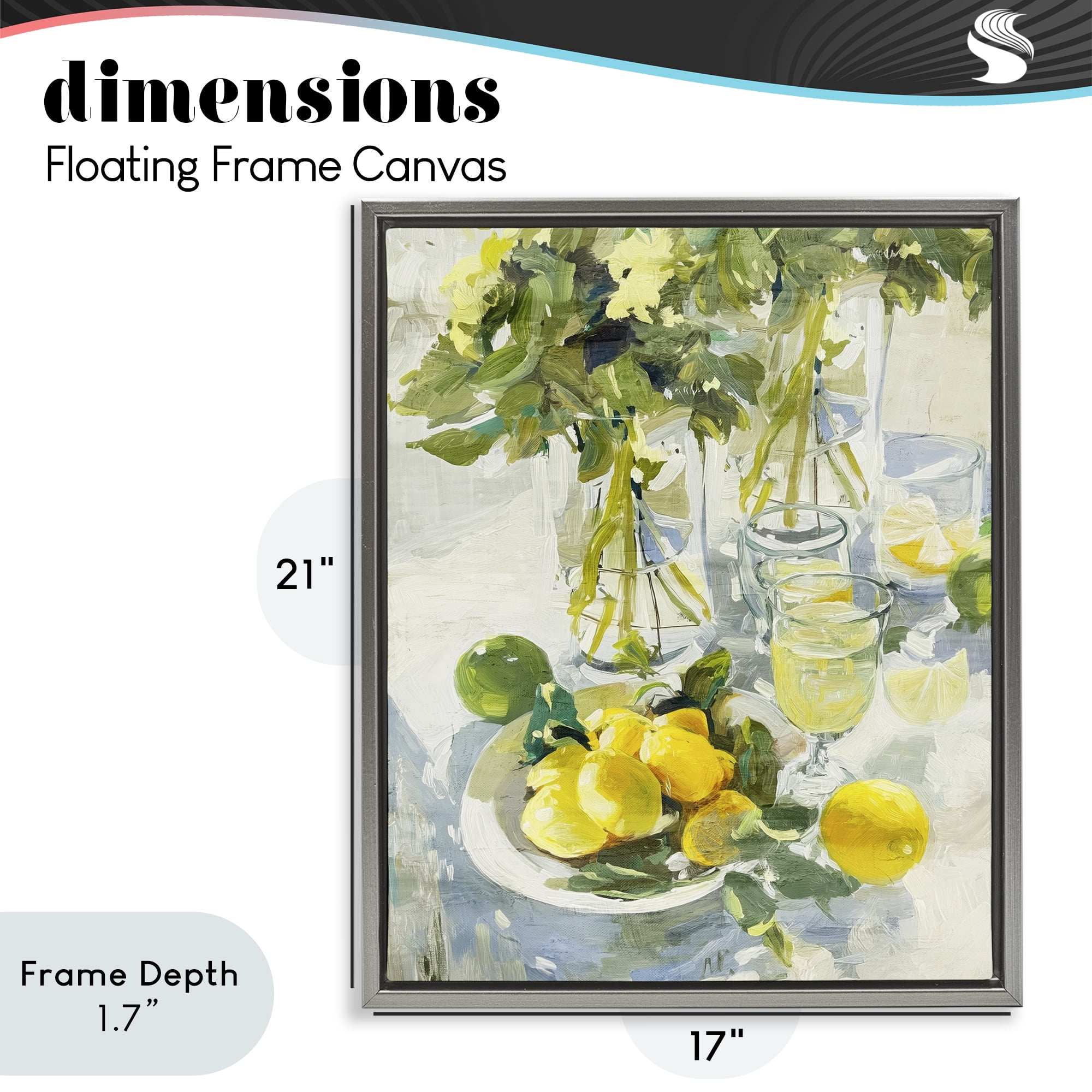 Stupell Industries Fresh Kitchen Lemons Spread Gray Framed Floater Canvas Wall Art, design by Annabelle Hall