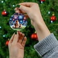 thumbnail image 4 of Happy New Year Pomeranian Family Cheer Winter Midnight Firework Ceramic Round Ornament Pom Dog Lover Gifts Home Tree Decor - 02025, 4 of 5
