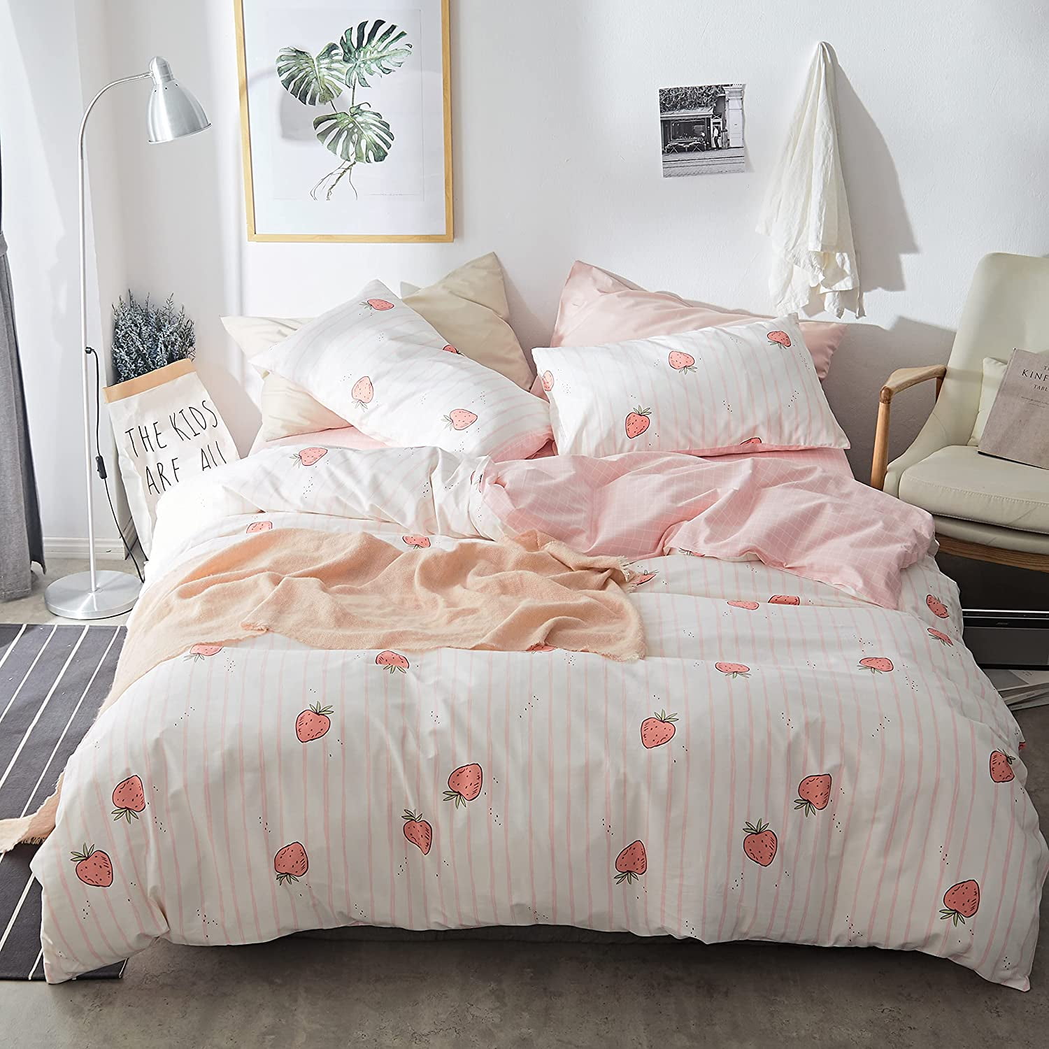 AiMay 100% Natural Cotton 3 Piece Comforter Sets Super Soft Comfy Breathable Fad 