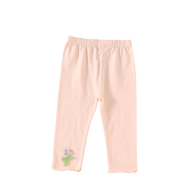 Odeerbi 6M-4Y Niños Niñas Mallas Elásticas de Algodón Pantalones Recortados Verano Tres-Pantys de Punto Con Flores Tridimensionales