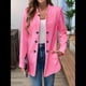 thumbnail image 5 of Blazer de Mujer con Cuello Alto, Informal, de Larga, Cruzado, Elegante, para Oficina y Negocios Rosa Roja M, 5 of 9