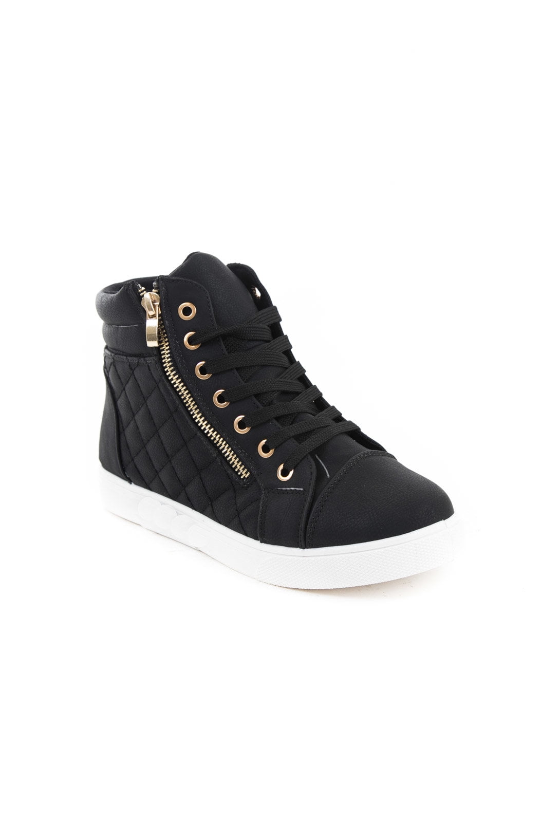 soho shoes women's leatherette quilted zipper lace up high top sneakers