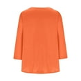 thumbnail image 5 of Stamzod Womens Blouses Dressy Casual Three Quarter Sleeve Tops Woman V Neck Business Work Blouses Plus Size Spring Clothes for Women Orange B S, 5 of 6