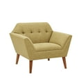 thumbnail image 4 of Mid Century Modern Accent Chair, Oversized Upholstered Arm Chair with Tufting Backrest, Comfy Reading Single Sofa Chairs with Tapered Wood Legs for Living Room, Bedroom, Pale Green, 4 of 6