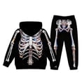 thumbnail image 5 of Toddler Boy Casual Clothing Set Halloween Long Sleeved Skeleton Print Hoodie Sweatshirt and Pants Outfit Sets Size 2-3T ,Black, 5 of 5