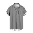 thumbnail image 4 of YLSDY Fashion Men's Striped Button Down Shirt - Casual Short Sleeve Regular Fit Business Dress Shirts Summer Fashion Tee Tops with Pocket Dark Gray XXXXL, 4 of 5
