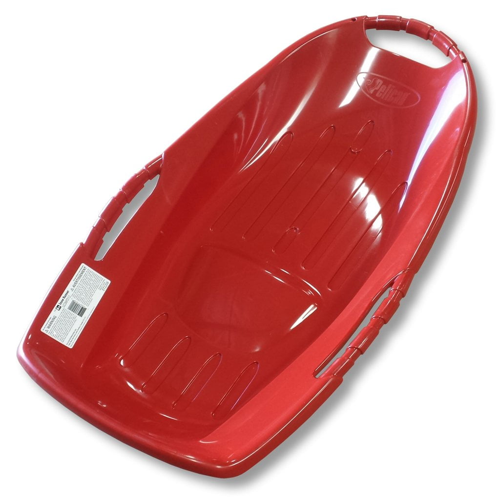 Snow Runner 36" Red Plastic Snow Sled with Bottom Grooves by