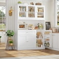 thumbnail image 2 of Hiphuta 72" Tall Modern Pantry Cabinet with Adjustable Shelves, Freestanding Kitchen Hutch Cabinet for Dining Room, White, 2 of 7