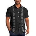thumbnail image 3 of Xcmzpl Men's Short Sleeve Button Up Hawaiian Shirt 1950s Vintage Bowling Shirts Casaul Button Down Shirts Lapel Collar Graphic Tees Black XXXL, 3 of 7