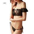 thumbnail image 1 of Conjunto de ropa interior con perspectiva encantadora para mujer, lencería con braga superior de hilo de malla, negro, M Inevent XX000219-04, 1 of 7