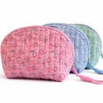 thumbnail image 4 of Ellison+Young Quilted Paisley Cosmetic Case – Soft Curve Makeup Pouch in Pink, Blue, or Green Bandana Print, 4 of 4