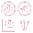 thumbnail image 3 of Pink Bow Party Supplies Paper Plates and Napkins Serve 20 Disposable Tableware Set for Birthday Party Decorations Game Day Family School Holiday Sports Events PINK, 3 of 6