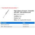 thumbnail image 2 of Right Liftgate Lift Support - Compatible with 2000 - 2006 Hyundai Accent 2001 2002 2003 2004 2005, 2 of 2