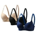 thumbnail image 2 of Lutiedan 3 Pack Bras for Women Plus Size Comfortable Breathable Underwire Everday Bra Full Coverage Stretch Push Up Lightly Lined Sleep Bras, 2 of 6