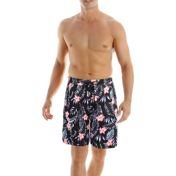 Douhoow Family Swimsuits Matching Set Father Son Beach Shorts 2-11 Years Boy Swimwear Summer Quick Drying Leaf Flower Print Elastic Waist Shorts