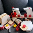 thumbnail image 4 of Wooden Toys Kitchen Pretend Play House Toy Wooden Simulation Toaster Machine Coffee Machine Food Mixer Kids Early Education Gift, 4 of 7