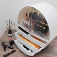 thumbnail image 2 of Round Clear Makeup Organizer with Drawers, Transparent Dustproof Cosmetic Storage Box for Countertop, Vanity Organizer for Brushes & Skincare, Desktop Decor, 2 of 4