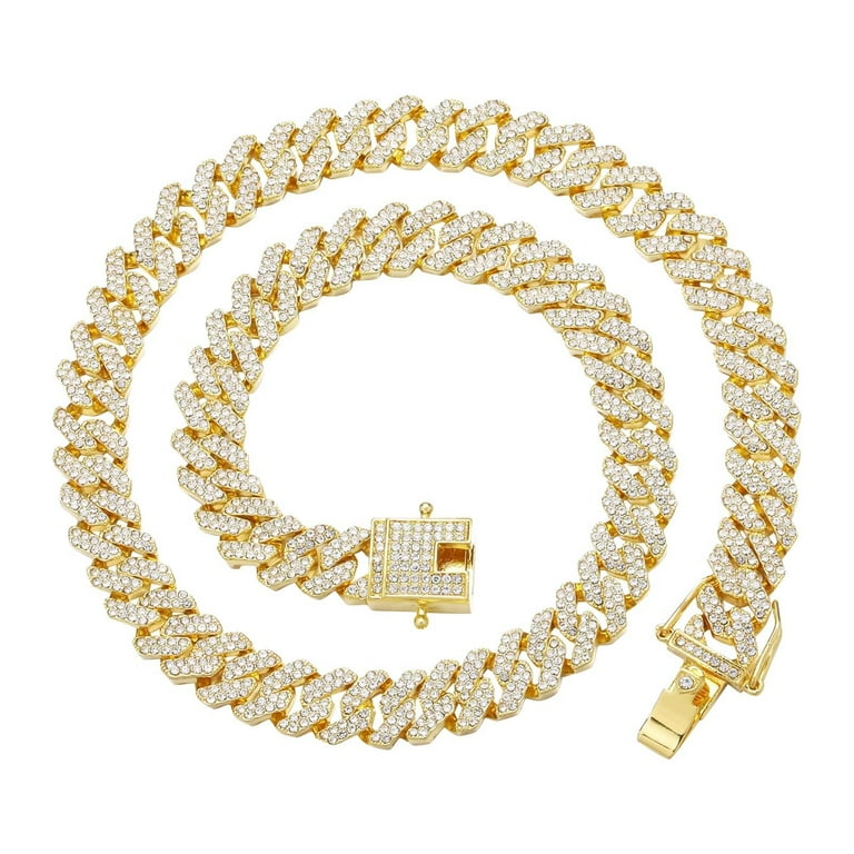 Clear Cuban Link Chain White Gold / 24inch