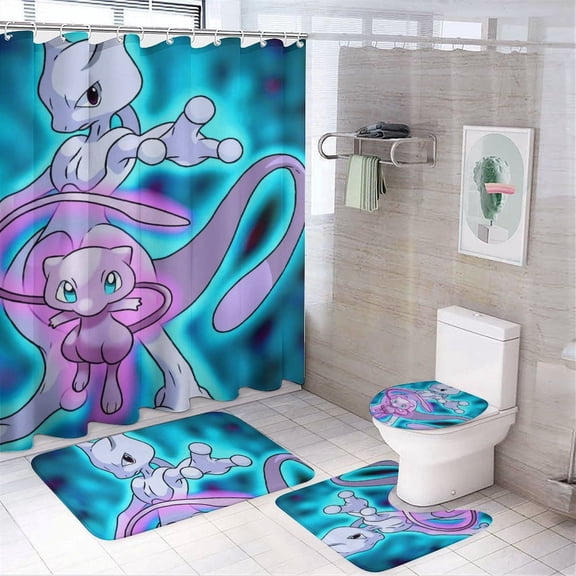 4 Pcs Shower Curtain Set with Non-Slip Rug, Toilet Lid Cover and Bath Mat, Colorful Waterproof Shower Curtain with 12 Hooks, Bathroom Decor Accessories 72" x 72"