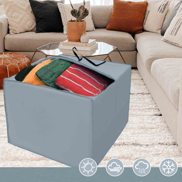 WIFKLSIIPG Sac de Rangement pour Coussins d'Extérieur Housse de Rangement pour Coussins de Patio avec Fermeture Éclair et Poignées Grande Housse de Rangement Extérieure Carrée pour Siège Meuble Oreiller Arbre de Noël 32 X 32 X 24 Pouces