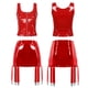 thumbnail image 3 of Conjunto de lencería de charol con aspecto mojado para mujer, camiseta sin mangas con cuello en U y cremallera, falda de liga de cintura alta, disfraz de fiesta para Club, 3 of 5