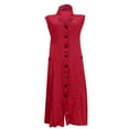 thumbnail image 4 of IROINNID Women's Sleeveless Sundress V-Neck Summer Casual Pocket Buttons Dress Regular Dress, 4 of 5