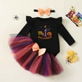 thumbnail image 5 of REgarm First Halloween Baby Girl Outfit Letters Pumpkin Ghost Print Long Sleeves Romper Shorts Baby Girl Halloween Clothes with Headband,3-6 Months, 5 of 7