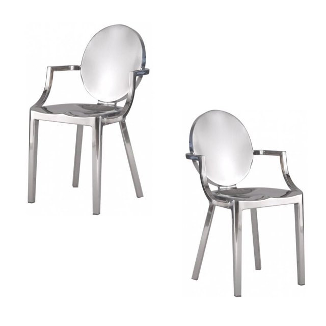 Set of 2 chairs features comfortable armrests, making them perfect for contemporary dining rooms, kitchens, or lounges, blending style with long-lasting functionality.