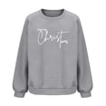 thumbnail image 4 of ZUKMRJPC Women's Sweatshirt Crewneck Fashion Merry Christmas Print Long Sleeve Pullover Sweatshirt Fall Loose Solid Color Textured Tops, 4 of 5
