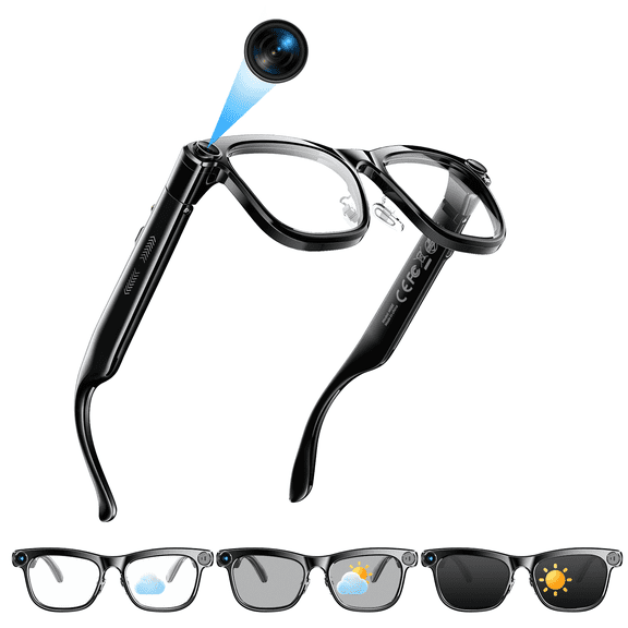 AI Smart Glasses with 13MP Camera, Recording Glasses with AI Assistant, Real-Time Translation, Open-Ear Audio, Bluetooth, Lightweight Smart Wearable Glasses for Traveler & Tech Enthusiasts