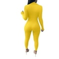 thumbnail image 5 of ZAZYULZ Womens Jumpsuit Women's Solid Color Sexy Tight Zipper Jumpsuit(Yellow,Xxl), 5 of 7